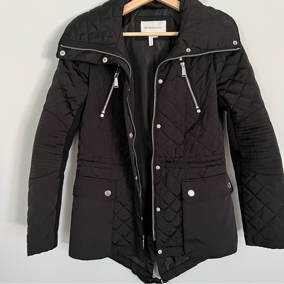 BCBGeneration Quilted Moto Style Jacket in Black, Size XS - Picture 3 of 11